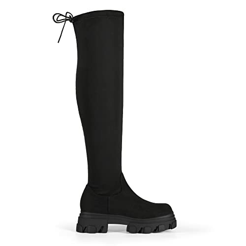 Black knee-high boot with chunky sole