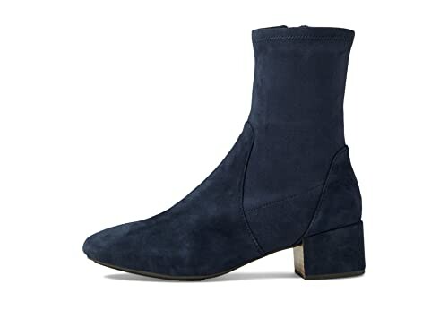 Navy suede ankle boots with block heel